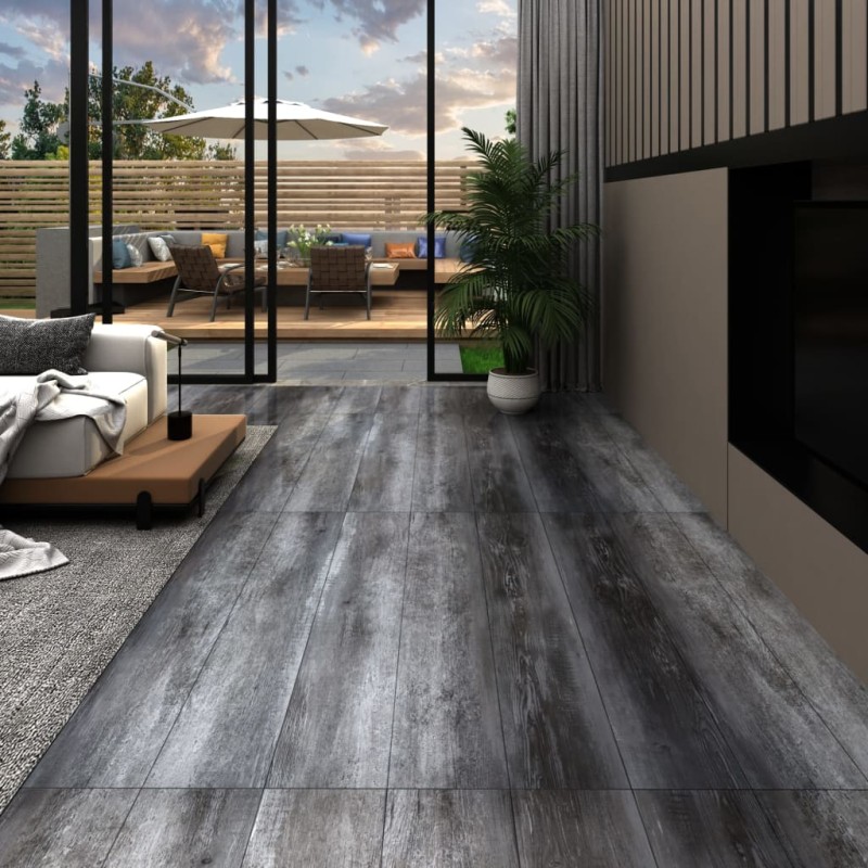 vidaXL Lamas para suelo PVC autoadhesivas 5,21 m² 2 mm gris brillante vidaXL Lamas para suelo PVC autoadhesivas 5,21 m² 2 mm gris brillante