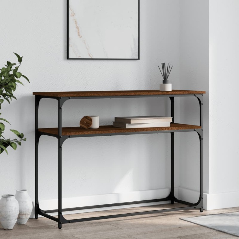 vidaXL Mesa consola madera de ingeniería marrón roble 100x35,5x75 cm vidaXL Mesa consola madera de ingeniería marrón roble 100x35,5x75 cm