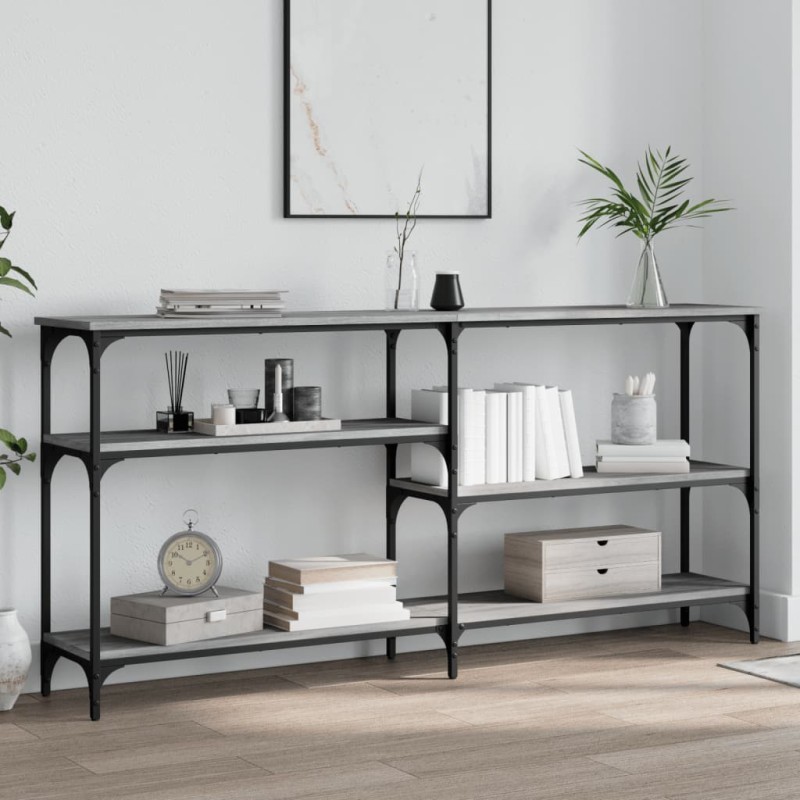 vidaXL Mesa consola madera de ingeniería gris Sonoma 160x29x75 cm