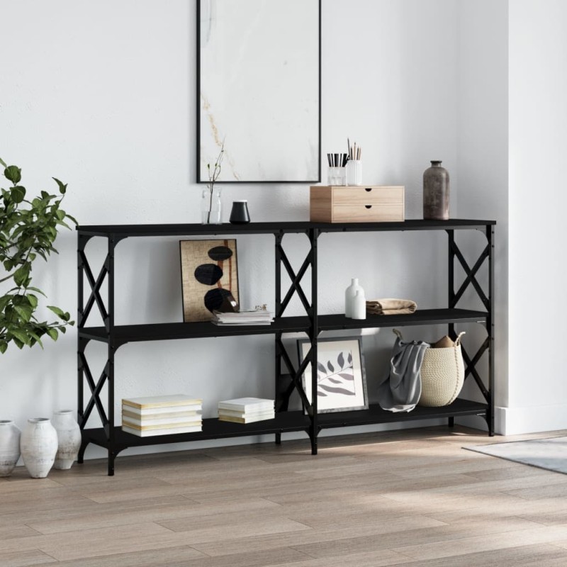 vidaXL Mesa consola madera de ingeniería negra 156x28x80,5 cm vidaXL Mesa consola madera de ingeniería negra 156x28x80,5 cm