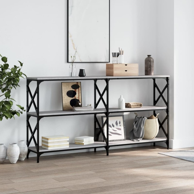 vidaXL Mesa consola madera de ingeniería gris Sonoma 200x28x80,5 cm vidaXL Mesa consola madera de ingeniería gris Sonoma 200x28x80,5 cm