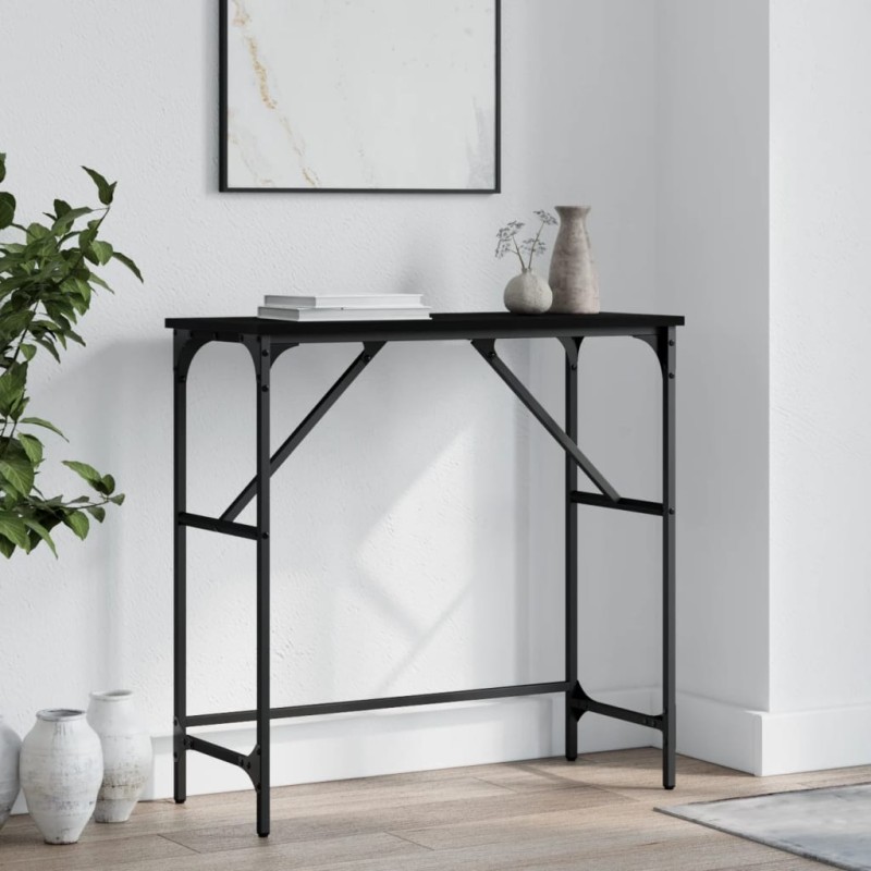 vidaXL Mesa consola madera de ingeniería negra 75x32x75 cm vidaXL Mesa consola madera de ingeniería negra 75x32x75 cm