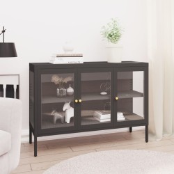 vidaXL Aparador de acero y vidrio gris antracita 105x35x70 cm
