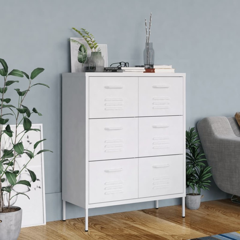 vidaXL Armario de almacenamiento acero blanco 80x35x101,5 cm vidaXL Armario de almacenamiento acero blanco 80x35x101,5 cm