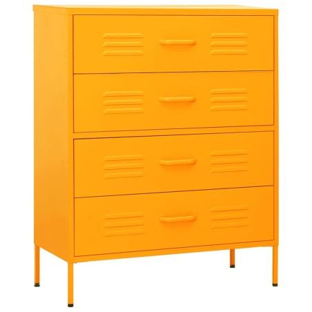 vidaXL Armario de cajones de acero amarillo mostaza 80x35x101,5 cm