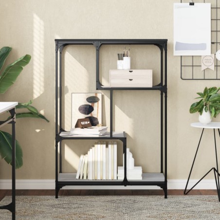vidaXL Estantería madera de ingeniería y acero Sonoma gris 81x36x115cm