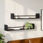 vidaXL Estantes de pared con barras 2 unidades negro 80x16x14 cm vidaXL Estantes de pared con barras 2 unidades negro 80x16x14 cm