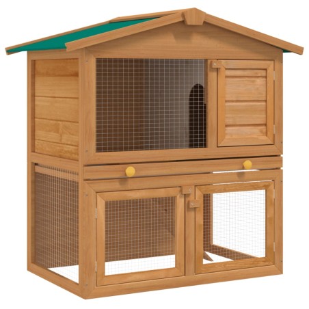 vidaXL Casa de animales pequeños jaula conejera 3 puertas madera 