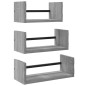vidaXL Estantes pared con barras 3 pzas madera ingeniería gris Sonoma vidaXL Estantes pared con barras 3 pzas madera ingeniería gris Sonoma