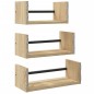 vidaXL Estantes pared con barras 3 pzas madera ingeniería roble Sonoma vidaXL Estantes pared con barras 3 pzas madera ingeniería roble Sonoma