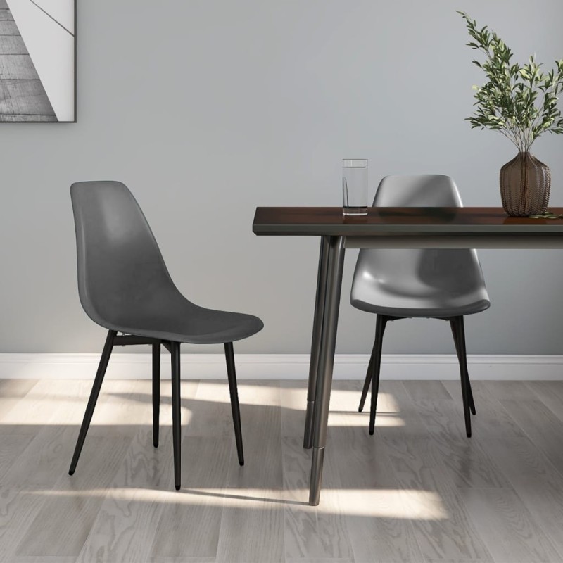 vidaXL Sillas de comedor 2 unidades gris PP vidaXL Sillas de comedor 2 unidades gris PP