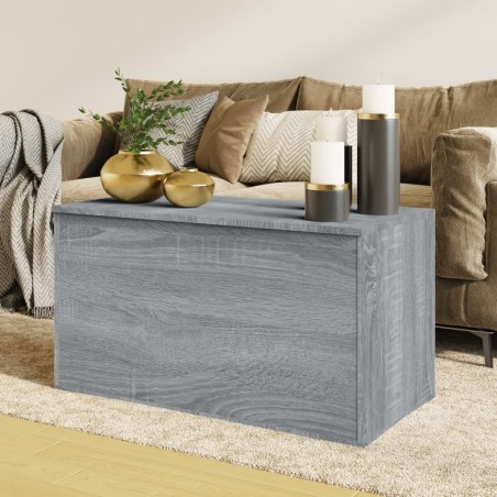 vidaXL Baúl de almacenaje madera contrachapada gris Sonoma 84x42x46 cm