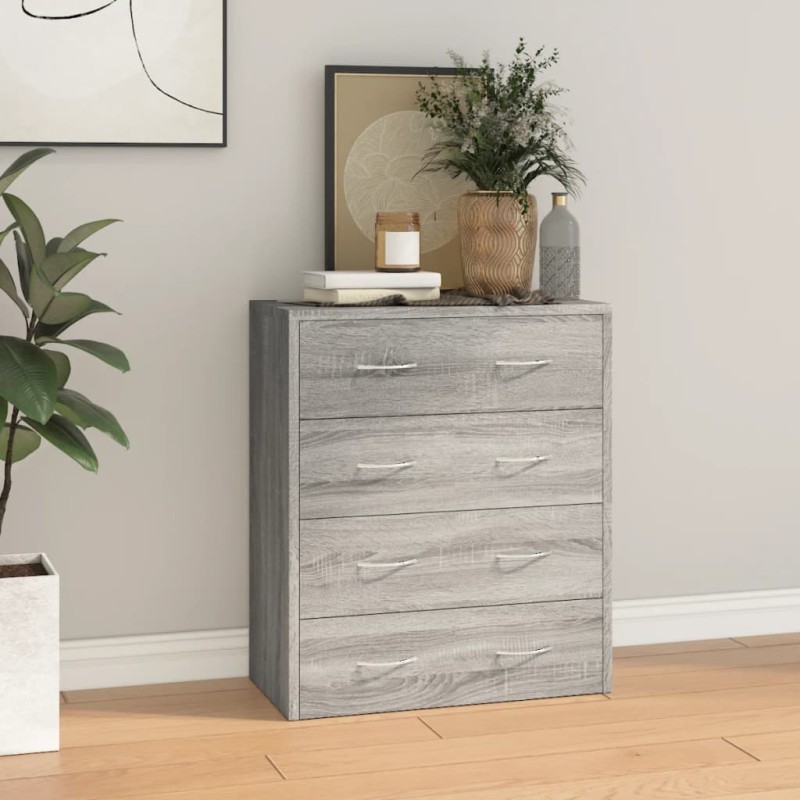vidaXL Aparador con 4 cajones gris Sonoma 60x30,5x71 cm vidaXL Aparador con 4 cajones gris Sonoma 60x30,5x71 cm