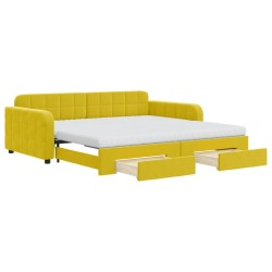 vidaXL Sofá cama nido con cajones terciopelo amarillo 100x200 cm