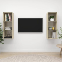 vidaXL Muebles de salón de pared 2 pzas madera ingeniería roble Sonoma