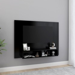 vidaXL Mueble de TV de pared madera contrachapada negro 120x23,5x90 cm