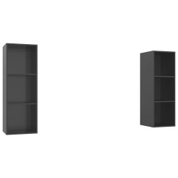vidaXL Muebles de salón de pared 2 pzas madera ingeniería gris brillo
