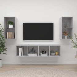 vidaXL Muebles de salón de pared 4 pzs madera ingeniería gris hormigón