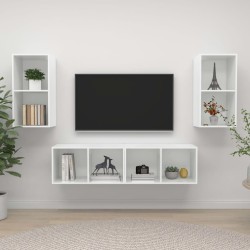 vidaXL Muebles de salón de pared 4 piezas blanco y roble Sonoma