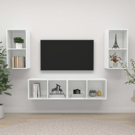 vidaXL Muebles de salón de pared 4 piezas blanco y roble Sonoma