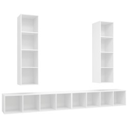 vidaXL Muebles de salón de pared 4 piezas madera de ingeniería blanco