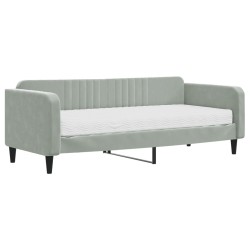 vidaXL Sofá cama con colchón terciopelo gris claro 90x200 cm