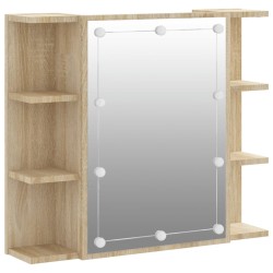 vidaXL Mueble con espejo y luces LED roble Sonoma 70x16,5x60 cm