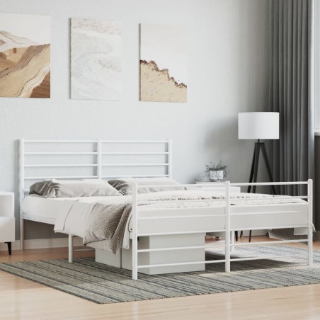 vidaXL Estructura cama metal con cabecero y estribo blanco 140x200 cm