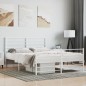 vidaXL Estructura cama metal con cabecero y estribo blanco 140x200 cm vidaXL Estructura cama metal con cabecero y estribo blanco 140x200 cm