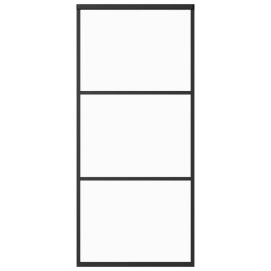 vidaXL Puerta corredera ESG vidrio y aluminio negra 90x205 cm