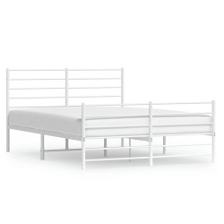 vidaXL Estructura cama metal con cabecero y estribo blanco 140x200 cm