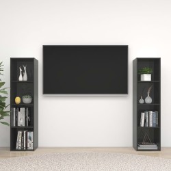 vidaXL Muebles de salón 2 piezas madera de ingeniería gris brillo