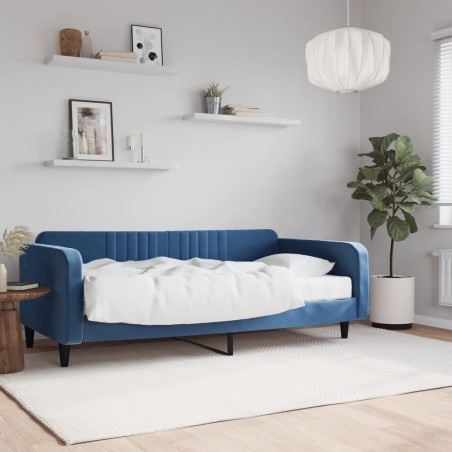 vidaXL Sofá cama con colchón terciopelo azul 100x200 cm