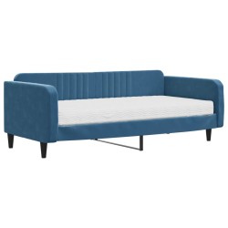 vidaXL Sofá cama con colchón terciopelo azul 100x200 cm