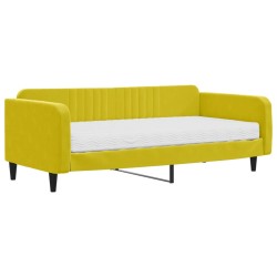 vidaXL Sofá cama con colchón terciopelo amarillo 100x200 cm