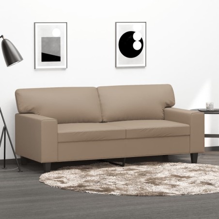 vidaXL Sofá de 2 plazas de cuero sintético color capuchino 140 cm
