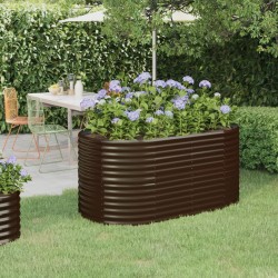 vidaXL Jardinera arriate acero recubrimiento polvo marrón 152x80x68 cm