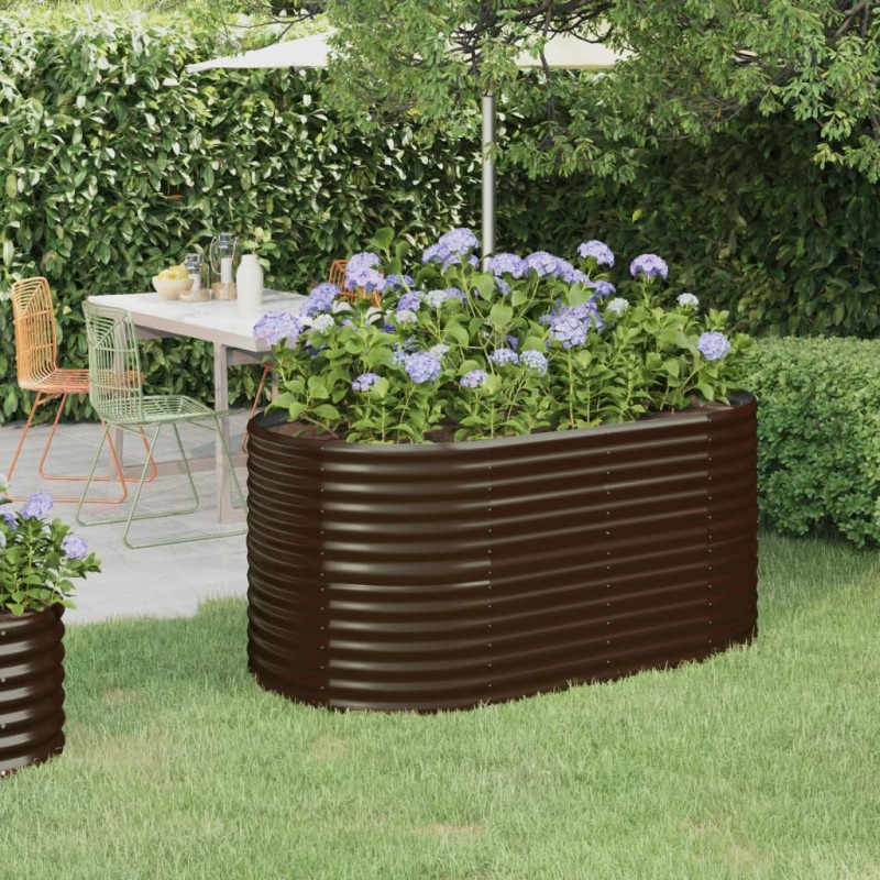 vidaXL Jardinera arriate acero recubrimiento polvo marrón 152x80x68 cm vidaXL Jardinera arriate acero recubrimiento polvo marrón 152x80x68 cm