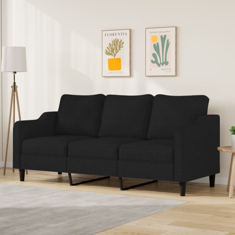 vidaXL Sofá de 3 plazas de tela negro 180 cm vidaXL Sofá de 3 plazas de tela negro 180 cm