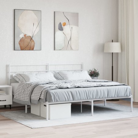 vidaXL Estructura de cama de metal con cabecero blanco 180x200 cm