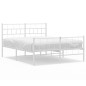 vidaXL Estructura cama metal con cabecero y estribo blanco 135x190 cm vidaXL Estructura cama metal con cabecero y estribo blanco 135x190 cm