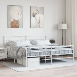 vidaXL Estructura cama metal con cabecero y pie cama blanco 183x213 cm