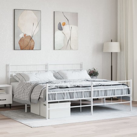 vidaXL Estructura cama metal con cabecero y pie cama blanco 183x213 cm