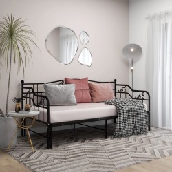 vidaXL Estructura de sofá cama extraíble de metal negro 90x200 cm