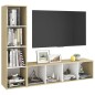 vidaXL Muebles de salón 2 pzas madera ingeniería blanco y roble Sonoma