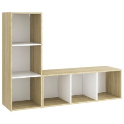 vidaXL Muebles de salón 2 pzas madera ingeniería blanco y roble Sonoma