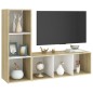 vidaXL Muebles de salón 2 pzas madera ingeniería blanco y roble Sonoma vidaXL Muebles de salón 2 pzas madera ingeniería blanco y roble Sonoma