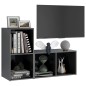 vidaXL Muebles de salón 2 piezas madera de ingeniería gris brillo