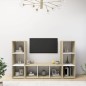 vidaXL Muebles de salón 3 pzas madera ingeniería blanco y roble Sonoma vidaXL Muebles de salón 3 pzas madera ingeniería blanco y roble Sonoma