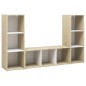 vidaXL Muebles de salón 3 pzas madera ingeniería blanco y roble Sonoma vidaXL Muebles de salón 3 pzas madera ingeniería blanco y roble Sonoma